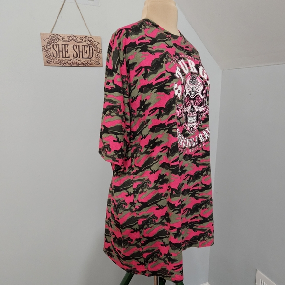 New Sturgis 75th Anniversary Pink Camo Skull Graphic Plus Size T-Shirt 2XL Tee - Picture 3 of 14